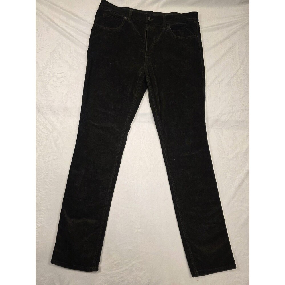 St. John's Bay Men's Dark Green Corduroy Straight Leg Casual Pants Size 36